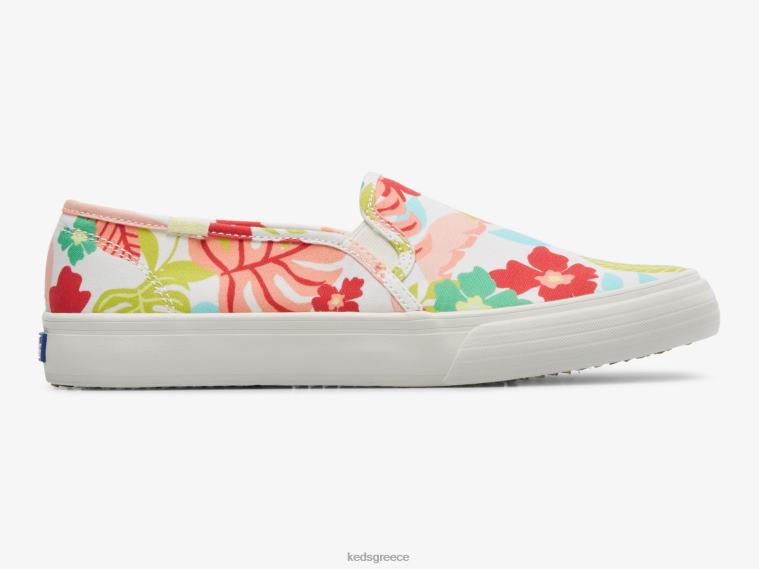 γρ Keds γυναίκες διώροφο tropical print slip σε sneaker λευκό κοράλλι 26TJX13 είδη υπόδησης