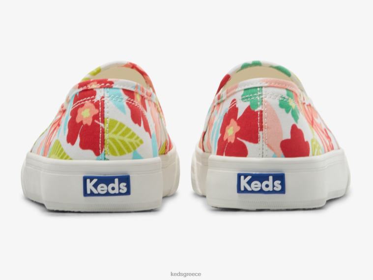 γρ Keds γυναίκες διώροφο tropical print slip σε sneaker λευκό κοράλλι 26TJX13 είδη υπόδησης