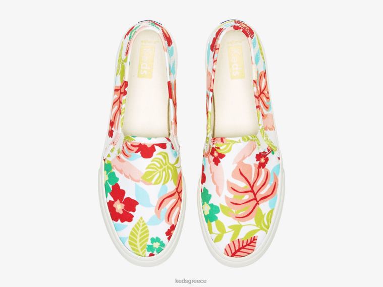 γρ Keds γυναίκες διώροφο tropical print slip σε sneaker λευκό κοράλλι 26TJX13 είδη υπόδησης