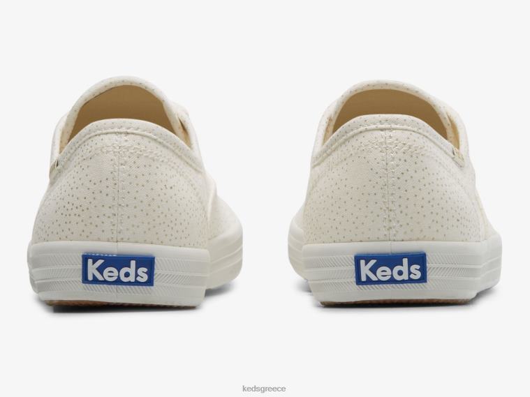 γρ Keds γυναίκες Πρωταθλήτρια πάνινα παπούτσια με κουκκίδες λευκός χρυσός 26TJX209 είδη υπόδησης