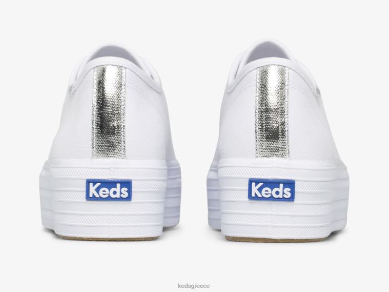 γρ Keds γυναίκες τριπλό πάνινο πάνινο άσπρο 26TJX89 είδη υπόδησης