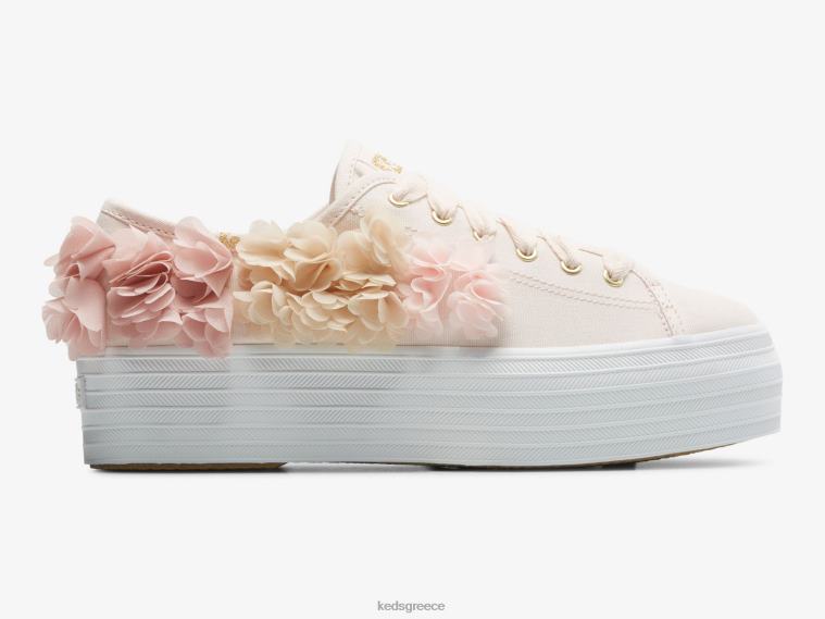 γρ Keds γυναίκες τριπλό floral απλικέ πάνινα παπούτσια γιορτής ροζ 26TJX210 είδη υπόδησης