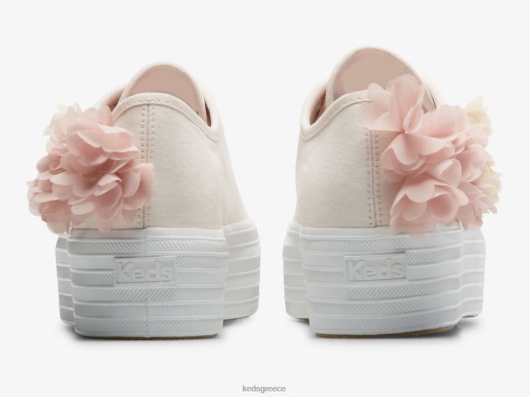 γρ Keds γυναίκες τριπλό floral απλικέ πάνινα παπούτσια γιορτής ροζ 26TJX210 είδη υπόδησης