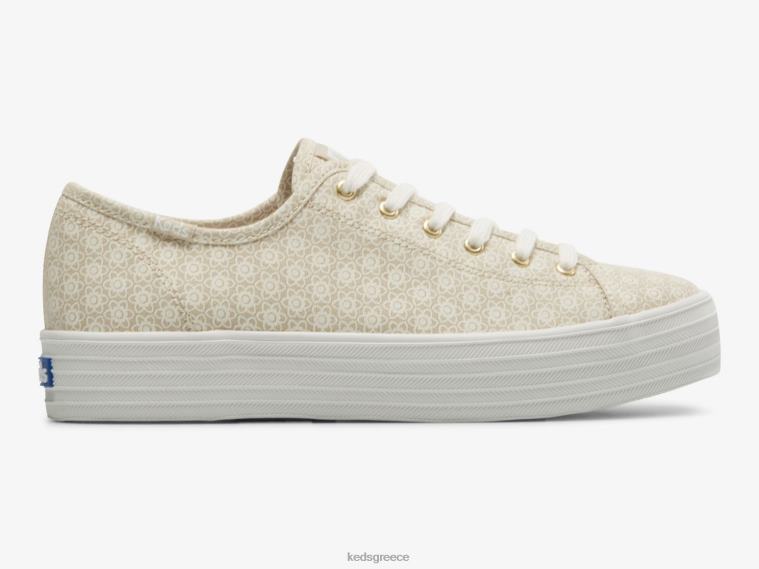 γρ Keds γυναίκες floral στάμπα πάνινα παπούτσια τριπλό kick καμβά μαύρισμα λευκό 26TJX185 είδη υπόδησης