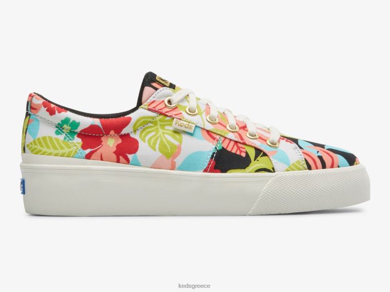 γρ Keds γυναίκες jump kick duo tropical print sneaker μαύρο κοράλλι 26TJX156 είδη υπόδησης