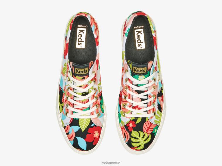 γρ Keds γυναίκες jump kick duo tropical print sneaker μαύρο κοράλλι 26TJX156 είδη υπόδησης