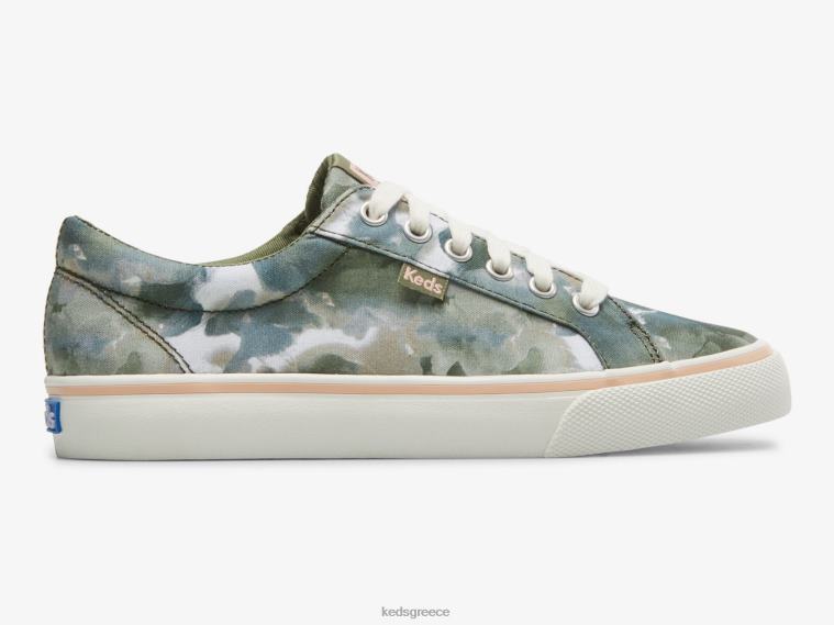 γρ Keds γυναίκες άλμα kick καμβά αφηρημένη floral στάμπα πάνινα παπούτσια ελιά 26TJX168 είδη υπόδησης