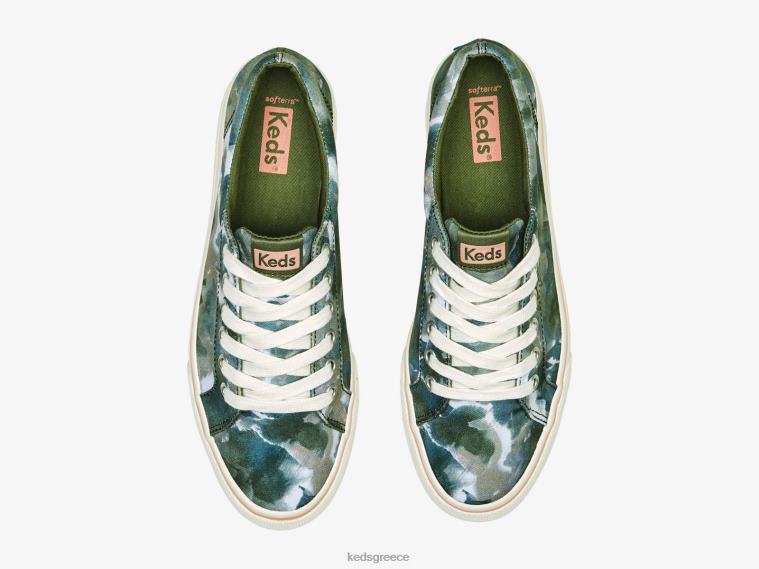 γρ Keds γυναίκες άλμα kick καμβά αφηρημένη floral στάμπα πάνινα παπούτσια ελιά 26TJX168 είδη υπόδησης