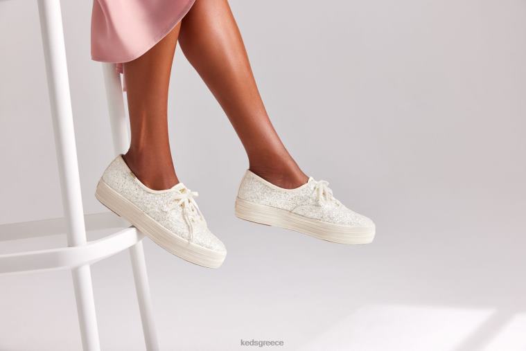 γρ Keds γυναίκες το γκλίτερ γιορτινό sneaker πλατφόρμας κρέμα 26TJX102 είδη υπόδησης