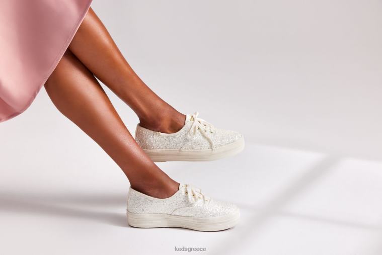 γρ Keds γυναίκες το γκλίτερ γιορτινό sneaker πλατφόρμας κρέμα 26TJX102 είδη υπόδησης