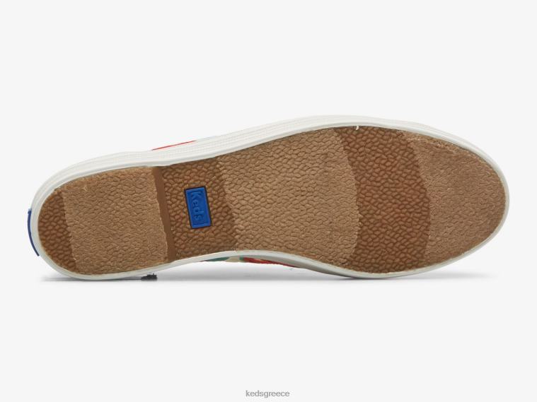 γρ Keds γυναίκες sneaker με τροπικό κέντημα τριπλό kick λευκό κοράλλι 26TJX152 είδη υπόδησης