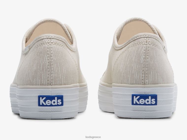 γρ Keds γυναίκες sneaker με στάμπα σε καμβά τριπλό kick μαύρισμα ασημί 26TJX176 είδη υπόδησης