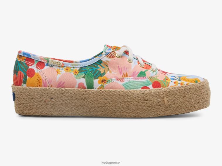 γρ Keds x Rifle Paper Co. γυναίκες η πλατφόρμα γιούτα Σικελία λευκό πολυ 26TJX182 είδη υπόδησης