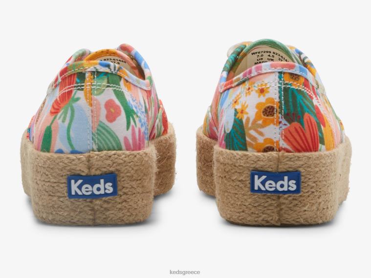 γρ Keds x Rifle Paper Co. γυναίκες η πλατφόρμα γιούτα Σικελία λευκό πολυ 26TJX182 είδη υπόδησης