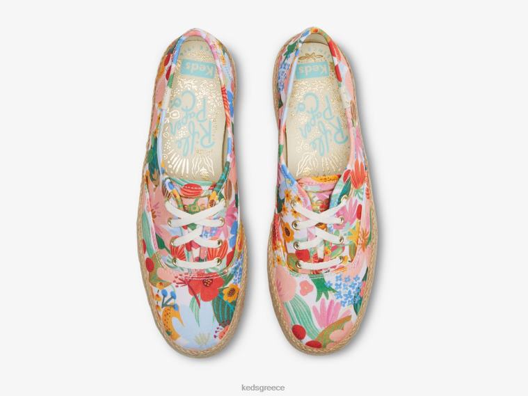 γρ Keds x Rifle Paper Co. γυναίκες η πλατφόρμα γιούτα Σικελία λευκό πολυ 26TJX182 είδη υπόδησης