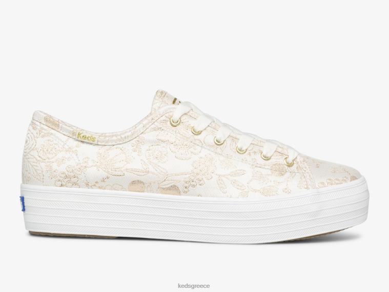 γρ Keds x Rifle Paper Co. γυναίκες τριπλό kick colette jacquard sneaker ελεφαντόδοντο 26TJX130 είδη υπόδησης