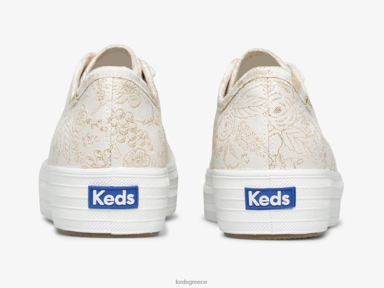 γρ Keds x Rifle Paper Co. γυναίκες τριπλό kick colette jacquard sneaker ελεφαντόδοντο 26TJX130 είδη υπόδησης