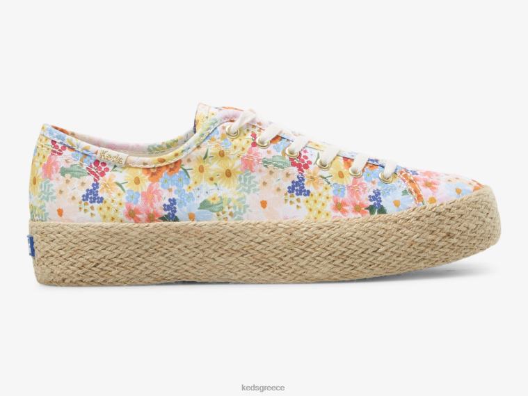 γρ Keds x Rifle Paper Co. γυναίκες τριπλό λάκτισμα γιούτα margaux λευκό πολυ 26TJX177 είδη υπόδησης