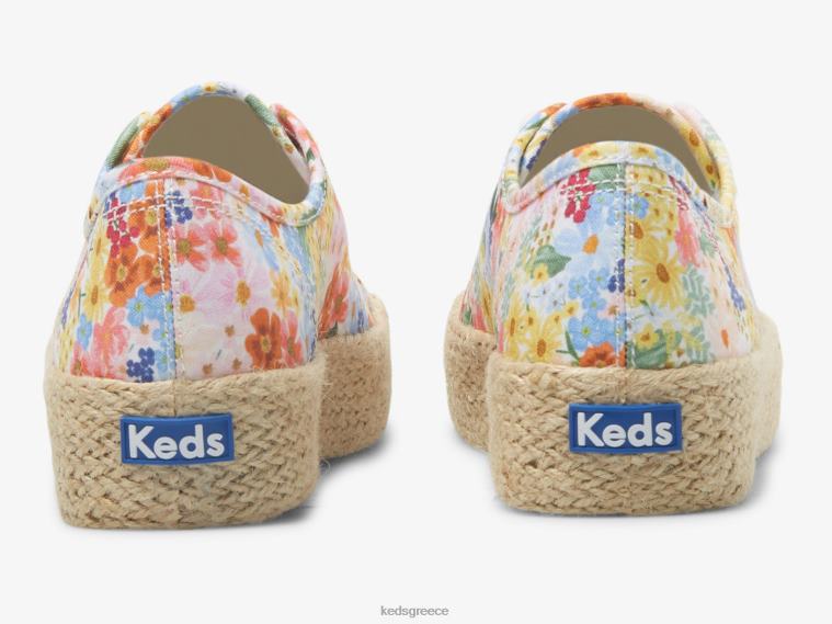 γρ Keds x Rifle Paper Co. γυναίκες τριπλό λάκτισμα γιούτα margaux λευκό πολυ 26TJX177 είδη υπόδησης