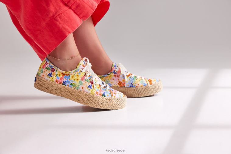 γρ Keds x Rifle Paper Co. γυναίκες τριπλό λάκτισμα γιούτα margaux λευκό πολυ 26TJX177 είδη υπόδησης