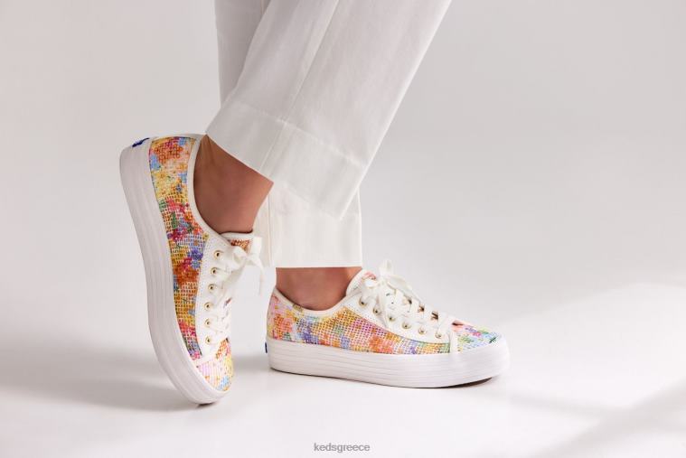 γρ Keds x Rifle Paper Co. γυναίκες πλέγμα τριπλού λακτίσματος margaux λευκό πολυ 26TJX181 είδη υπόδησης