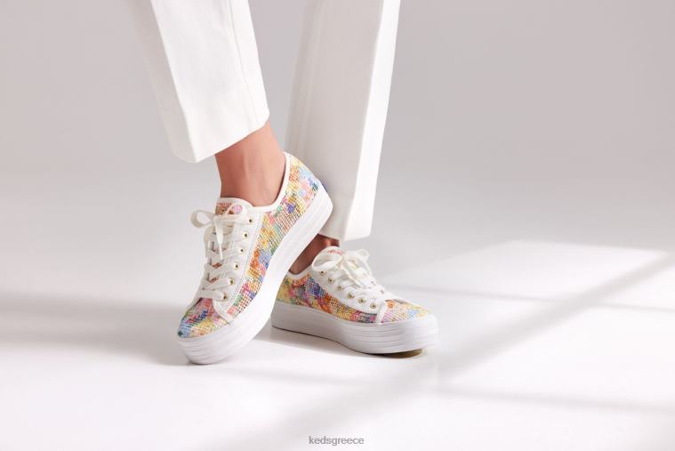 γρ Keds x Rifle Paper Co. γυναίκες πλέγμα τριπλού λακτίσματος margaux λευκό πολυ 26TJX181 είδη υπόδησης