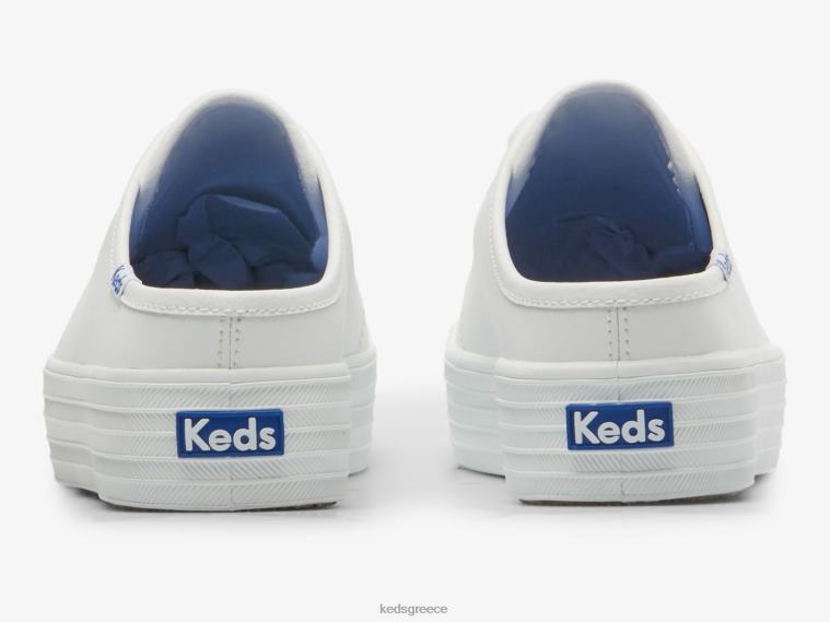 γρ Keds γυναίκες τριπλό kick mule leather slip σε sneaker άσπρο 26TJX46 είδη υπόδησης