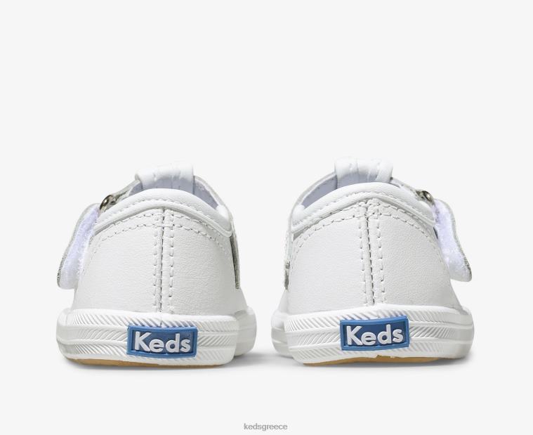 γρ Keds Μικρό παίδι sneaker με λουράκι πρωταθλήματος λευκό δέρμα 26TJX232 είδη υπόδησης