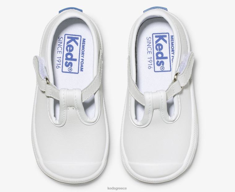 γρ Keds Μικρό παίδι sneaker με λουράκι πρωταθλήματος λευκό δέρμα 26TJX232 είδη υπόδησης